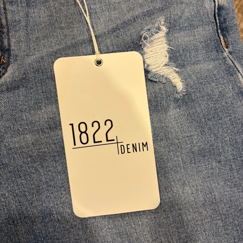 NWT 1822 Denim High Rise Wide Leg Distressed Jeans Medium Wash‎ Blue 10/30 - Picture 3 of 12